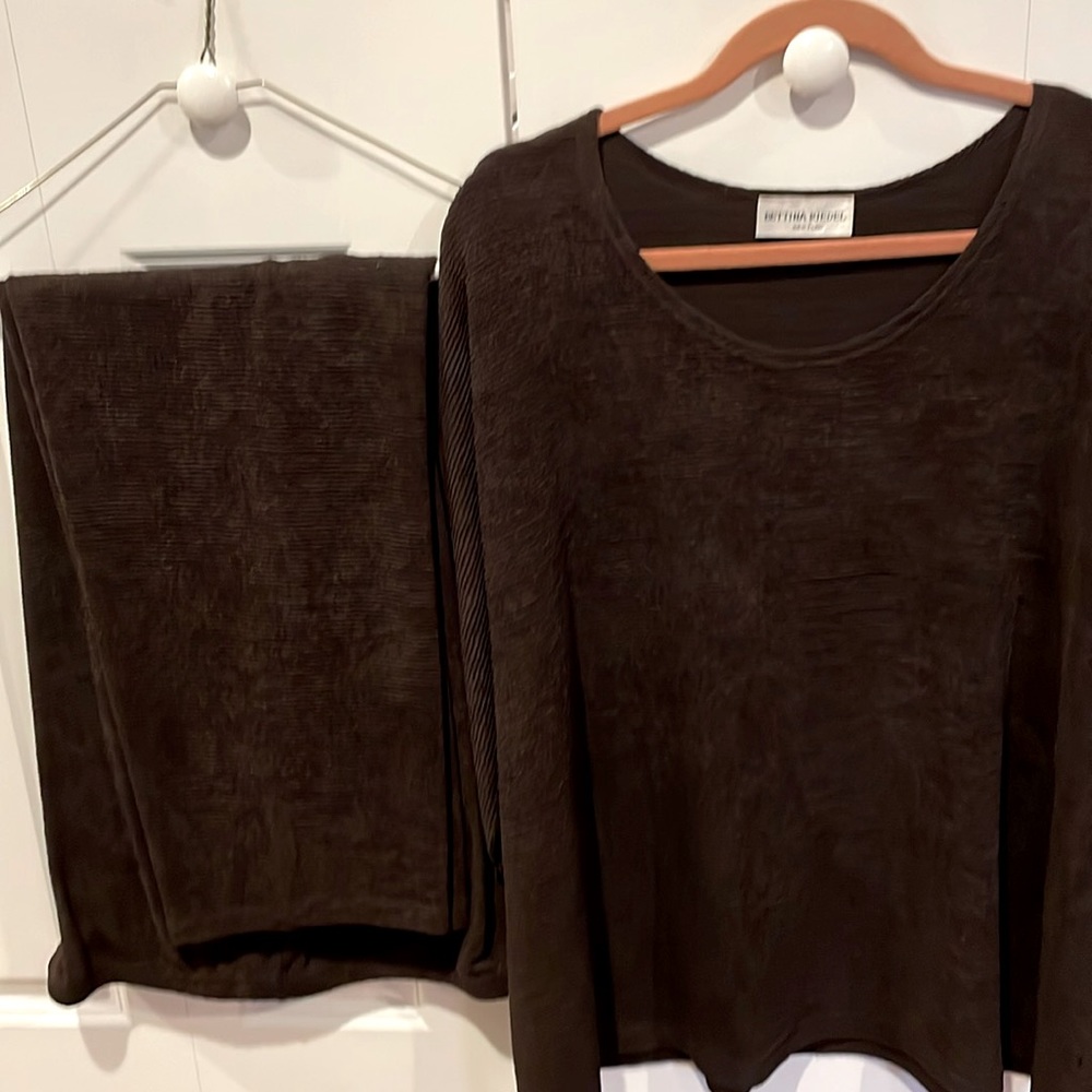 New Price $29 Bettina Riedel MY2-piece Ladies pants outfit chocolate brown